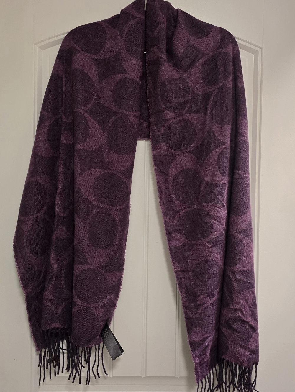 COACH Purple Logo Wrap Scarf. Wool/silk/ cashmere blend - Picture 1 of 6